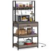 Modern Baker's Rack Kitchen Shelving Unit with Pull-Out Shelves and Drawer