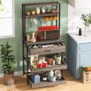 Modern Baker's Rack Kitchen Shelving Unit with Pull-Out Shelves and Drawer