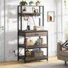Modern Baker's Rack Kitchen Shelving Unit with Pull-Out Shelves and Drawer