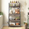 Modern Baker's Rack Kitchen Shelving Unit with Pull-Out Shelves and Drawer