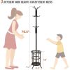 Metal Entryway Coat Rack Hall Tree with Umbrella Stand