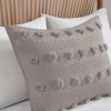 3-Piece Grey Microfiber Comforter Set with Decorative Pompoms