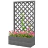 Outdoor Wooden Raised Garden Bed Planter Box with Lattice Trellis