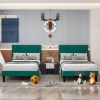 Set of 2 - Twin size Upholstered Platform Bed Frame with Headboard