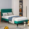 Set of 2 - Twin size Upholstered Platform Bed Frame with Headboard