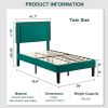 Set of 2 - Twin size Upholstered Platform Bed Frame with Headboard