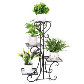 Elegant Metal 4-Shelf Plant Stand (Color: Black)
