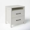 Modern 2-Drawer Nightstand with Open Shelf in Wood Finish