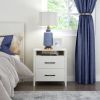 Modern 2-Drawer Nightstand with Open Shelf in Wood Finish