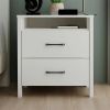 Modern 2-Drawer Nightstand with Open Shelf in Wood Finish