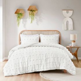 3-Piece Ivory Pompom Microfiber Comforter Set (size: King/Cal King)