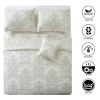 Antique White Damask Embroidered 4 Piece Oversized Bedspread Set
