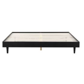 Mid-Century Modern Platform Bed Frame in Black Wood Finish (size: King)