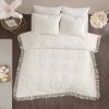 100-Percent Cotton Chenille Bedspread with Fringe Hem in Off-White