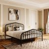 Farmhouse Spindle Black Metal Platform Bed Frame with Headboard Footboard