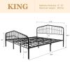 Farmhouse Spindle Black Metal Platform Bed Frame with Headboard Footboard