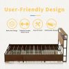 Platform Bed with Headboard and Storage Drawers in Brown Wood Finish
