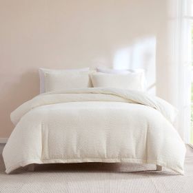 3-Piece Off White Boucle Duvet Cover Set (size: King)