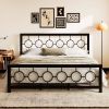 Black Metal Platform Bed Frame with Circle Medallion Headboard Footboard