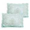 Light Blue Damask Embroidered 4 Piece Oversized Bedspread Set