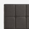Grey Upholstered Platform Bed Frame with Padded Headboard
