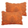 Orange Nectarine Damask Embroidered 4 Piece Oversized Bedspread Set