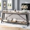 Heavy Duty 70-inch Industrial Grey Wood Top Sofa Table with Metal Frame