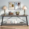 Heavy Duty 70-inch Industrial Grey Wood Top Sofa Table with Metal Frame
