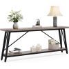 Heavy Duty 70-inch Industrial Grey Wood Top Sofa Table with Metal Frame