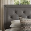 Upholstered Platform Bed Frame with Button-Tufted Headboard