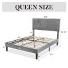 Upholstered Platform Bed Frame with Button-Tufted Headboard