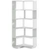 Multifunctional 6 Shelf Corner L-Shaped Bookcase in Wood Finish