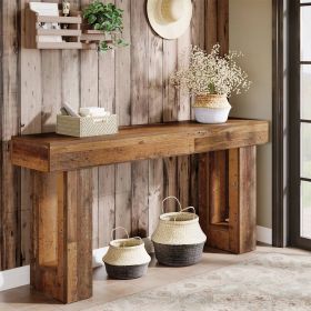Modern Farmhouse 63-inch Entryway Console Sofa Table in Wood Finish (Color: Distressed)
