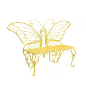 Modern Outdoor Butterfly Garden Bench in Metal Finish (Color: Yellow)
