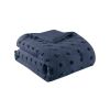 3 Piece Navy Pompom Microfiber Hypoallergenic Comforter Set