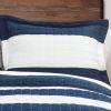 Navy White Stripe Cotton Lightweight Quilt Set