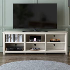 Farmhouse TV Stand in Wood Grain Finish - for TVs up to 70-inch (Color: White)