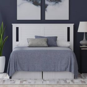 Farmhouse Solid Wood Slatted Headboard in White Finish (size: Queen)