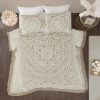 100-Percent Cotton Chenille Bedspread with Fringe Hem in Khaki Taupe Beige