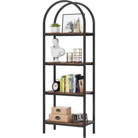 Modern Industrial Metal Wood Display Rack Bookcase with Storage Shelves (Option: 4 Shelves)