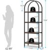 Modern Industrial Metal Wood Display Rack Bookcase with Storage Shelves