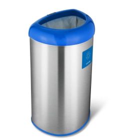 13-Gallon Stainless Steel Recycle Bin with Open Top (Color: Blue)