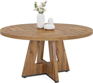 Modern Kitchen 4-Person Circular Dining Table in Wood Finish (Color: Retro Brown)