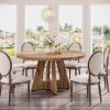 Modern Kitchen 4-Person Circular Dining Table in Wood Finish