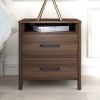Modern 2-Drawer Nightstand Bedside Table in Wood Finish