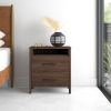 Modern 2-Drawer Nightstand Bedside Table in Wood Finish