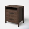 Modern 2-Drawer Nightstand Bedside Table in Wood Finish