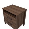 Modern 2-Drawer Nightstand Bedside Table in Wood Finish