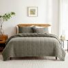 3-Piece Sage Green Faded Stone Washed Cotton Quilt Set