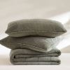 3-Piece Sage Green Faded Stone Washed Cotton Quilt Set